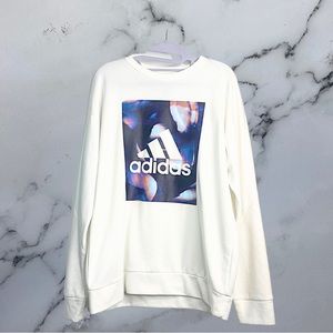 Adidas Zoe Saldana White Oversized Sweatshirt with Graphic